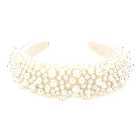 Elegant Pearl-Embellished Headband nwt NWT Retro Elegant Pearl-Embellished Bridal Knot Headband  main image 4